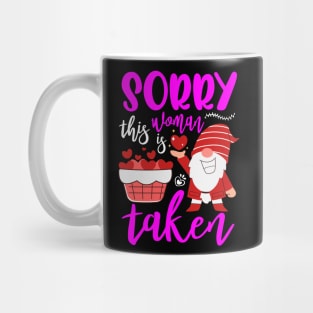 Sorry This Lady Is Taken Funny Gnome Valentines Day Hearts Mug